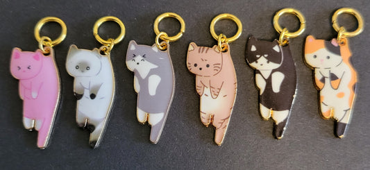 Stitch markers: 6 stages of acceptance - kitten edition